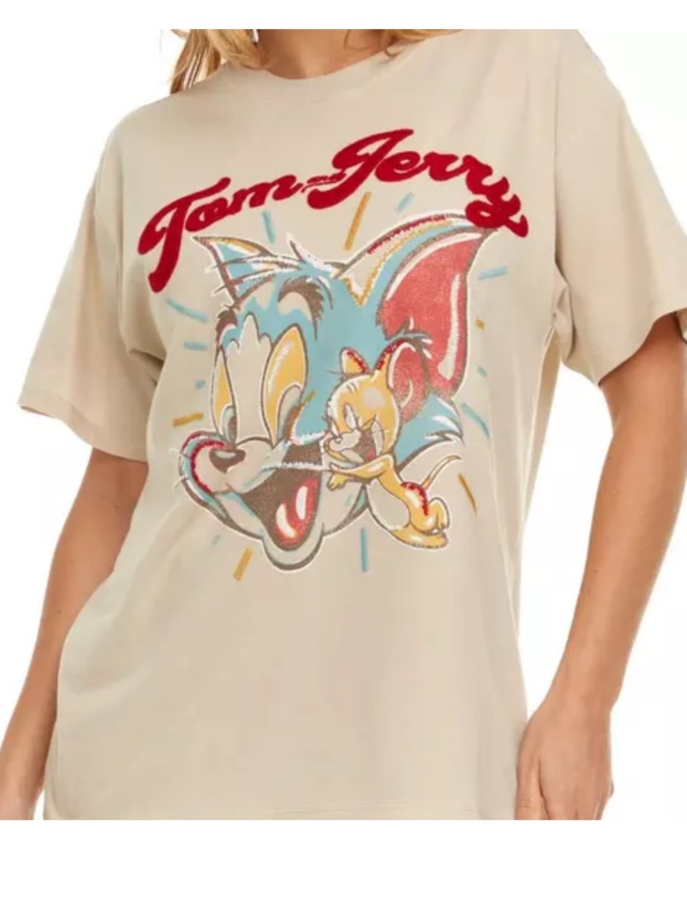 Freeze Beige Tom & Jerry Graphic Short Sleeve Tee